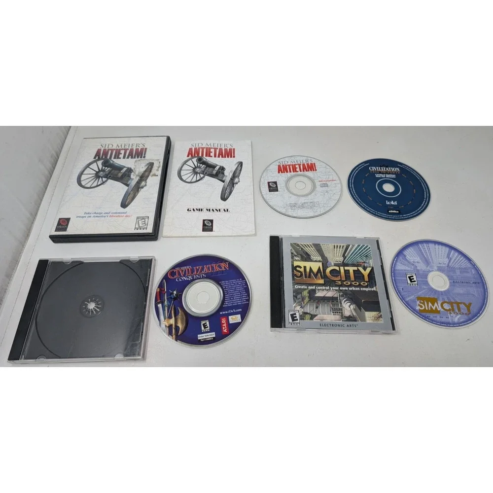 PC Game Lot Sid Meier's Civilization Gettysburg Sim City‎ 3000 VTG